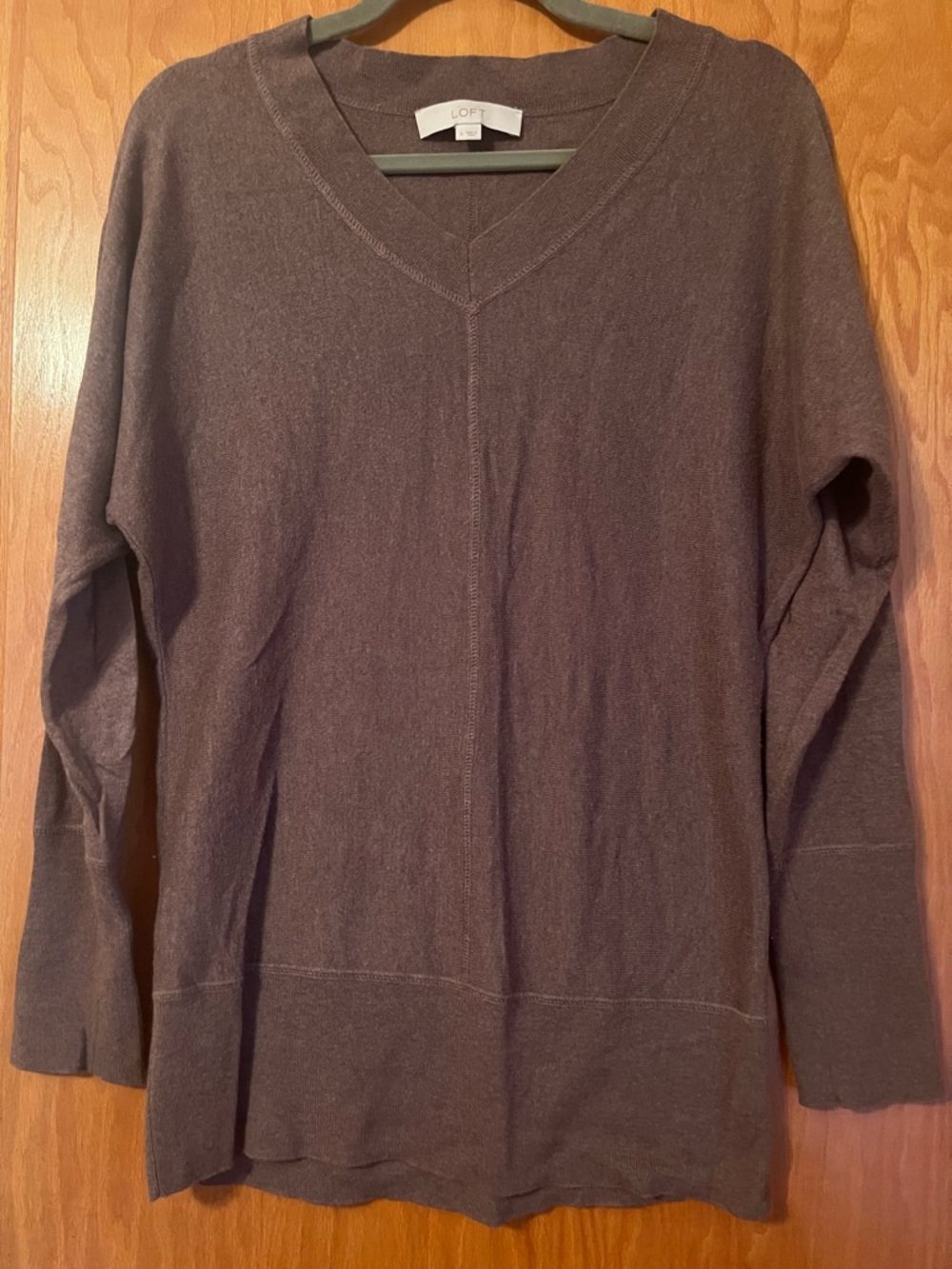 LOFT Chocolate Brown V-Neck Knit Pullover